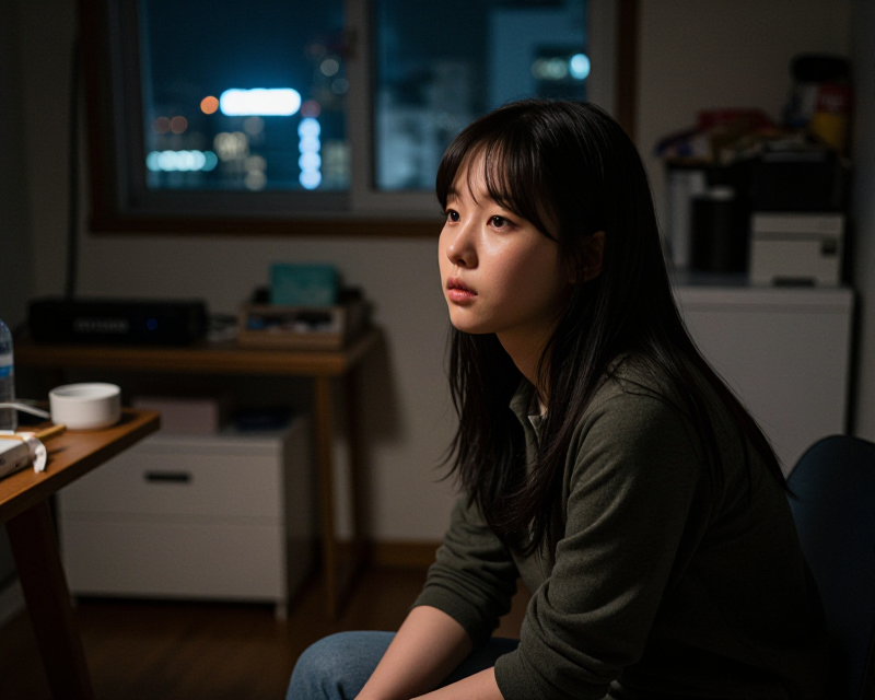 Cinematic Portrait of a Young Korean Woman in Seoul