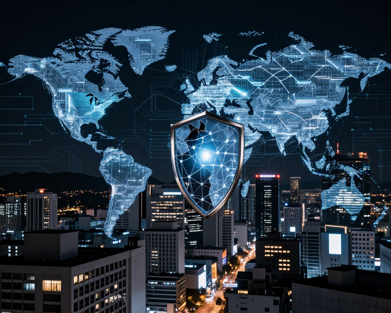 Global Security and Tech Alliance Concept