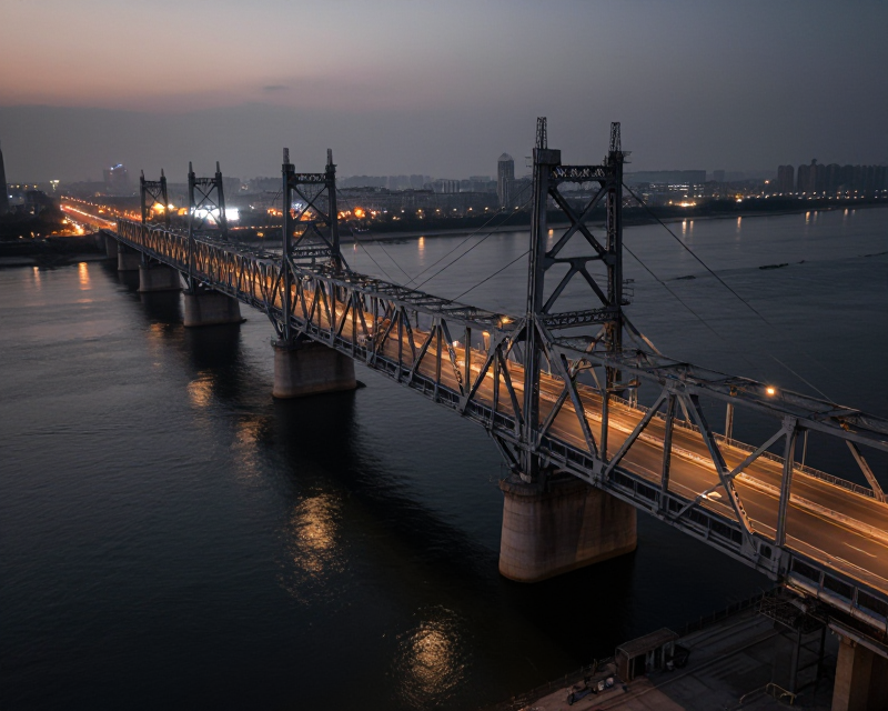 Cinematic view of the New Amnok River Bridge