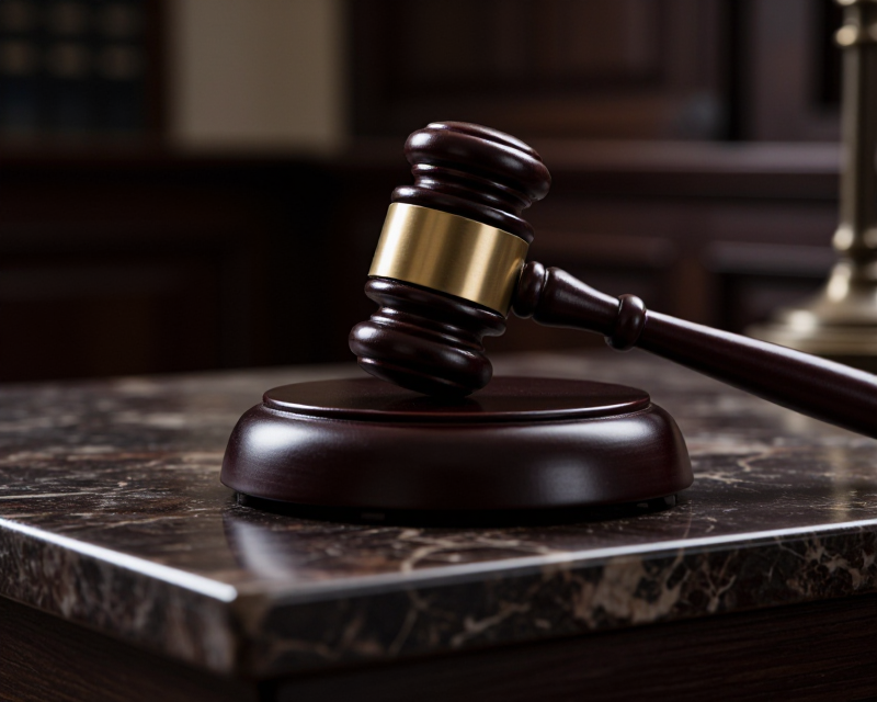 Judicial Gavel in Courtroom